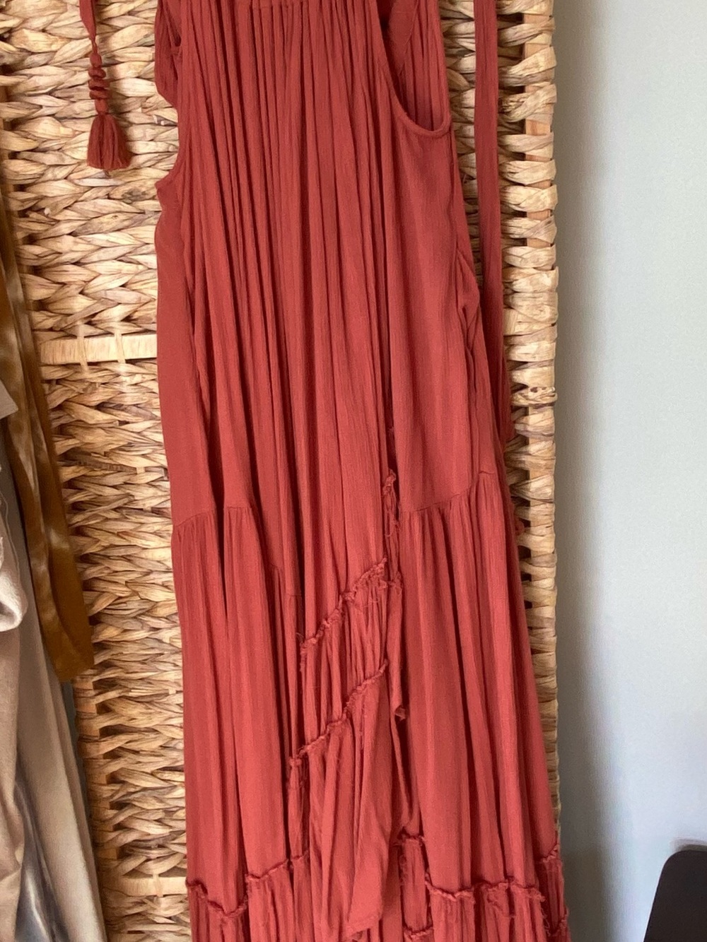 Anthropologie Rust Terracotta Tiered Maxi Dress